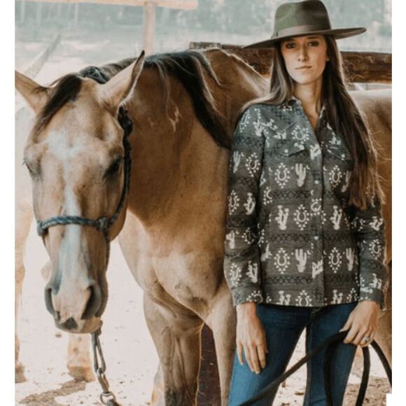 Outback Trading Co Fay Pearl Snap Blanket Shirt Olive Green Western Size Small - Picture 1 of 16